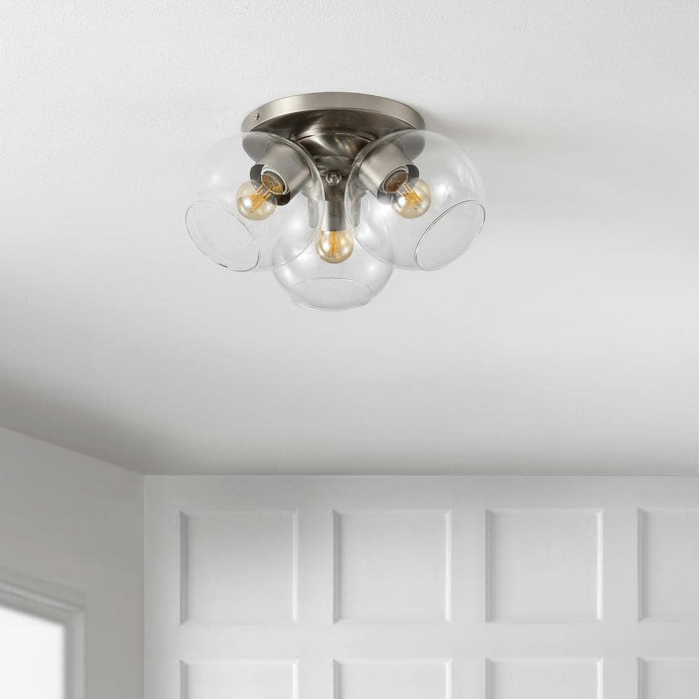 11.5" Clear Glass Nickel LED Flush Mount Ceiling Light