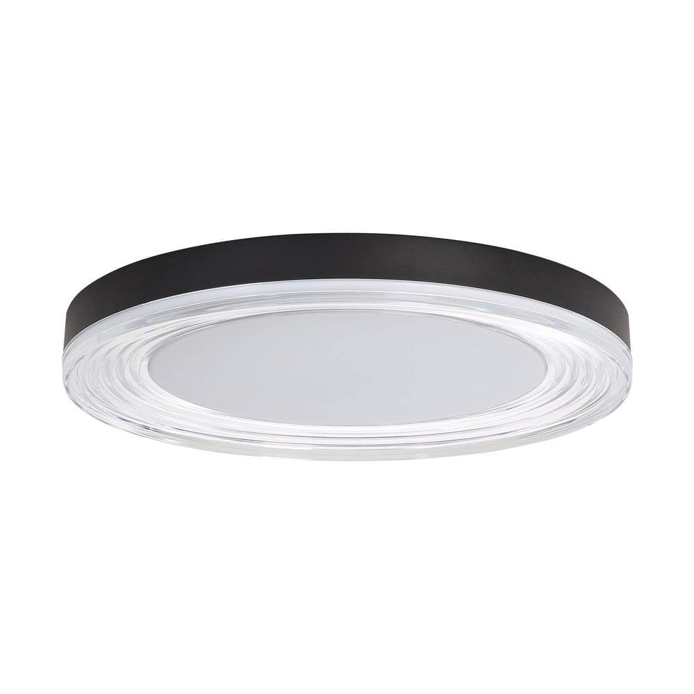 Ondulada 19.75 in. 49-Watt Modern Sand Black Integrated LED Flush Mount with Clear Glass Shade price history on PriceWatchPro