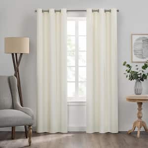 Kendall Thermaback Ivory Solid Polyester 42 in. W x 54 in. L Blackout Single Grommet Top Curtain Panel