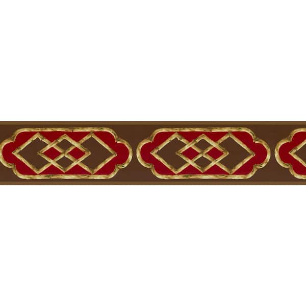 Falkirk Brin II Brown, Red Shapes Abstract Pre-Pasted Wallpaper Border