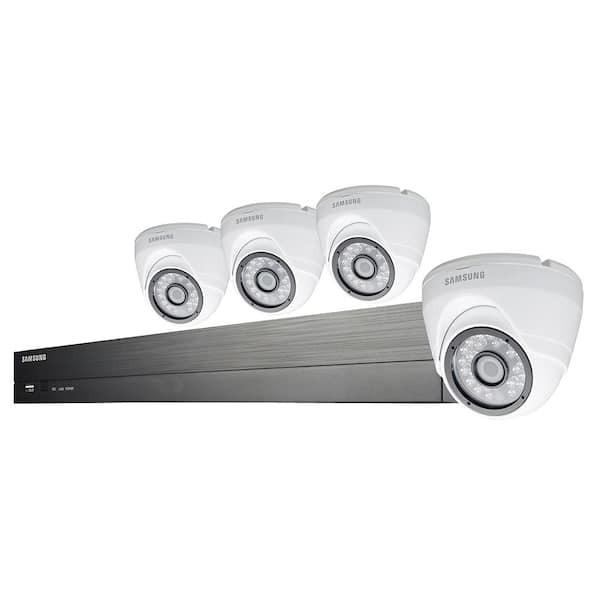 Samsung 4-Channel 1080p Wired HD 1TB Security System with 4 Weather-Resistant Dome Standard Surveillance Camera