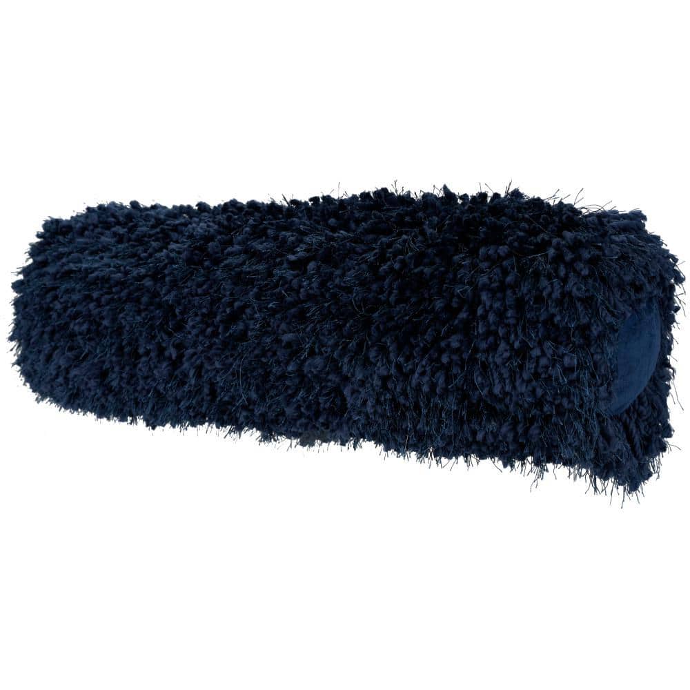 Navy Shag 20" Polyester Bolster Throw Pillow