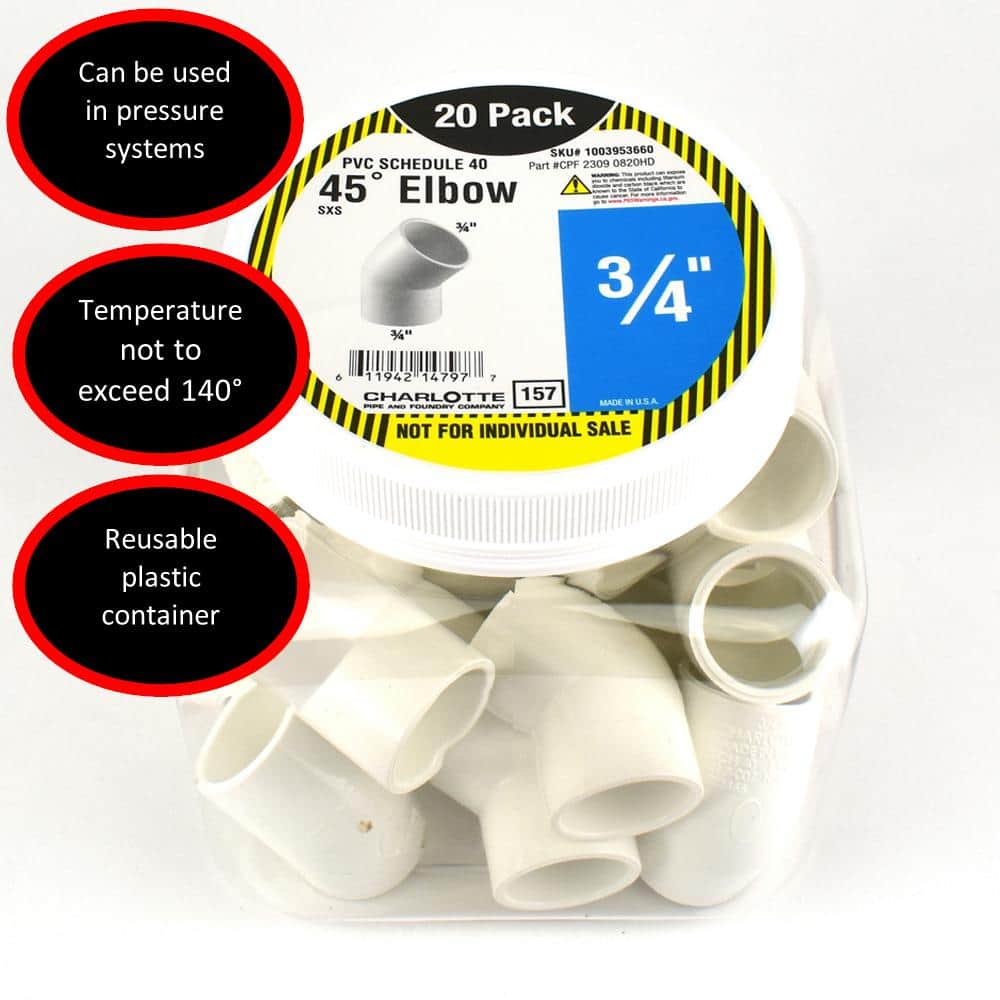 Charlotte Pipe 3/4 in. PVC Elbow S x S Pro Pack (20-Pack) PVC