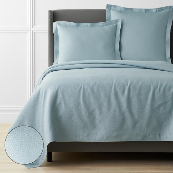 The Company Store Legends Hotel Asher Cloud Blue Queen Cotton Matelasse Coverlet