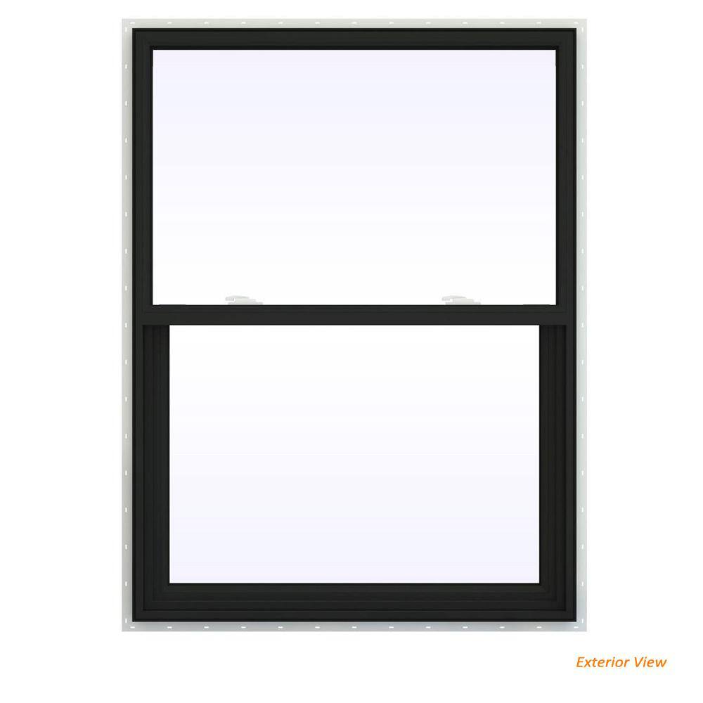 36 in. x 54 in. V-2500 Series Bronze Exterior/White Interior FiniShield Vinyl Single Hung Window, Fiberglass Mesh Screen price history on PriceWatchPro
