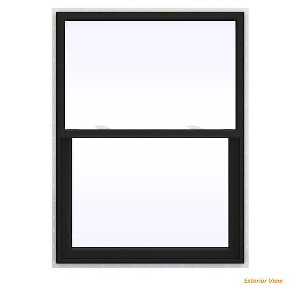 36 in. x 54 in. V-2500 Series Bronze Exterior/White Interior FiniShield Vinyl Single Hung Window, Fiberglass Mesh Screen