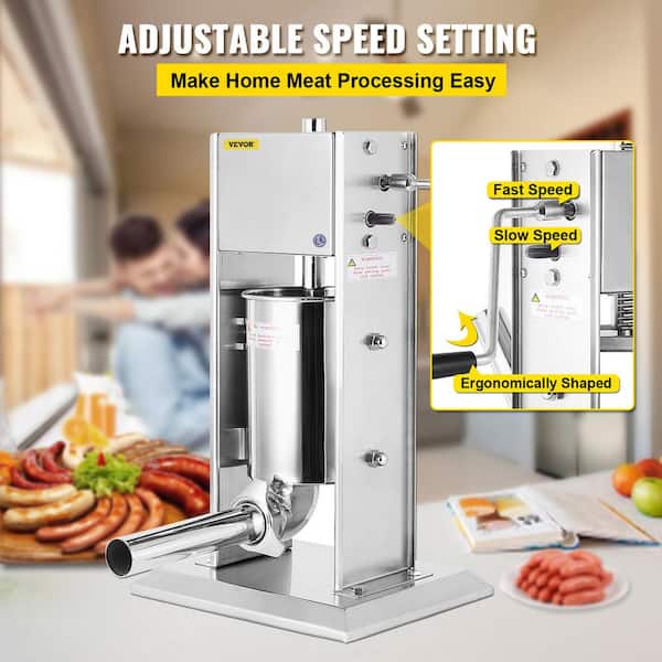 VEVOR Sausage Stuffer Machine 3L Stainless Steel Sausage Filler Horizontal Manual Sausage Meat Stuffer Machine for Making Hot Dog Sausages Bratwurst Suitable for Home and Commercial Use 