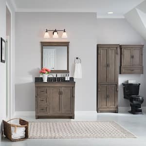Naples 36 in. W x 22 in. D x 35 in. H Single Sink Freestanding Bath Vanity in Distressed Gray with Carrara Marble Top