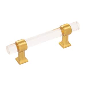 Crystal Palace 3 in. (76 mm) Center to Center Crysacrylic with Brushed Golden Brass Glam Zinc Bar Pull (10 Pack )