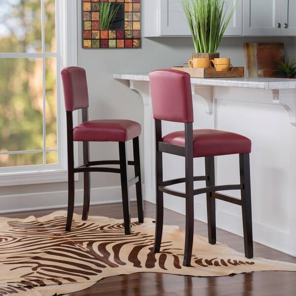 Bar Stool With Faux Leather Upholstery, Red Leather Bar Stools 24 Inches