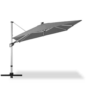 10 ft. Aluminum Cantilever LED Patio Umbrella in Gray