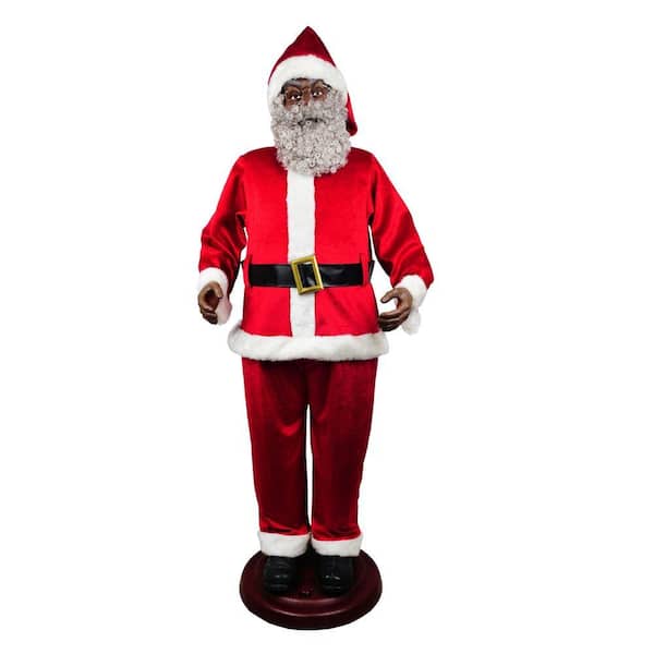 72 LIFE SIZE SANTA CLAUS AFRICIAN AMERICAN SINGING ANIMATED