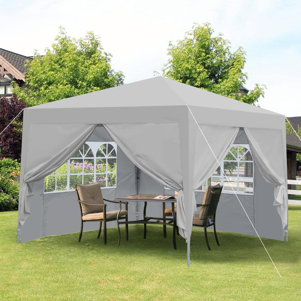 10 ft. X 10 ft. Gray Outdoor Canopy Pop Up Tent Removable Sidewall with Zipper, Sand Bag, Carry Bag price history on PriceWatchPro