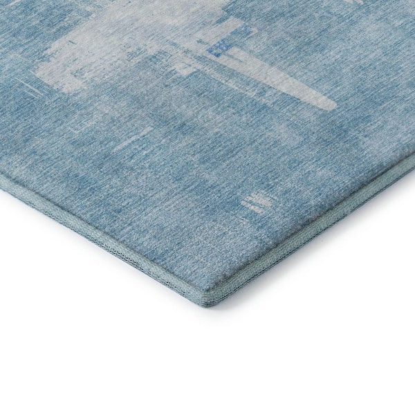 Mayfield Premium Machine Washable Indoor/Outdoor Geometric AMF624 Sky 10 ft. x 14 ft. Area Rug