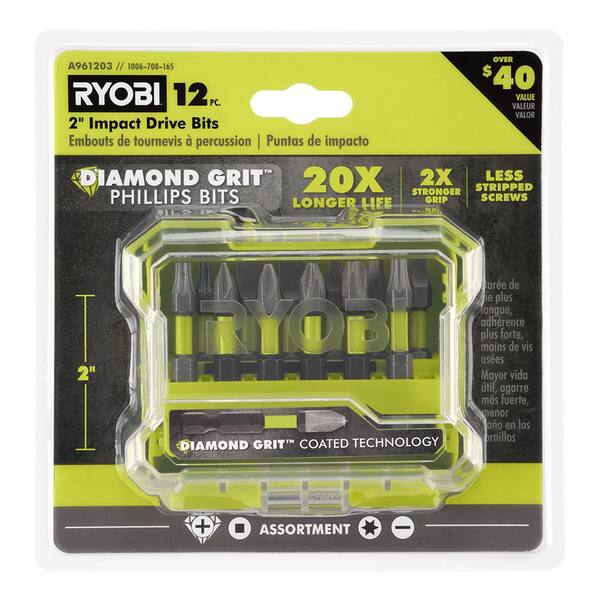 RYOBI 2 in. Diamond Grit Impact Drive Bits (12Piece) A961203