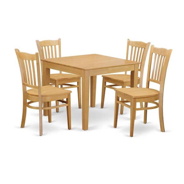 East West Furniture 5-Piece Natural Oak Finish Solid Wood Top - Dining Room Set - Seats 4