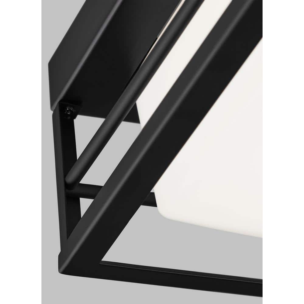 Midnight Black LED Flush Mount with Etched Opal Glass Shade