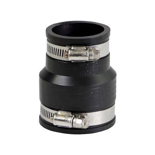 PLUMBFLEX 2 in. x 1-1/2 in. PVC Flexible Reducing Coupling with Stainless Steel Clamps