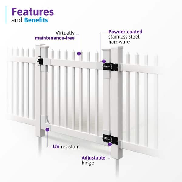WamBam Fence 4 ft. x 4 ft. Nantucket Vinyl Picket Fence Gate with Stainless Steel Hardware