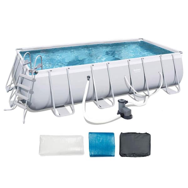 18 ft. x 9 ft. x 48 in. Rectangle Above Ground Pool with Ladder and Filter Pump
