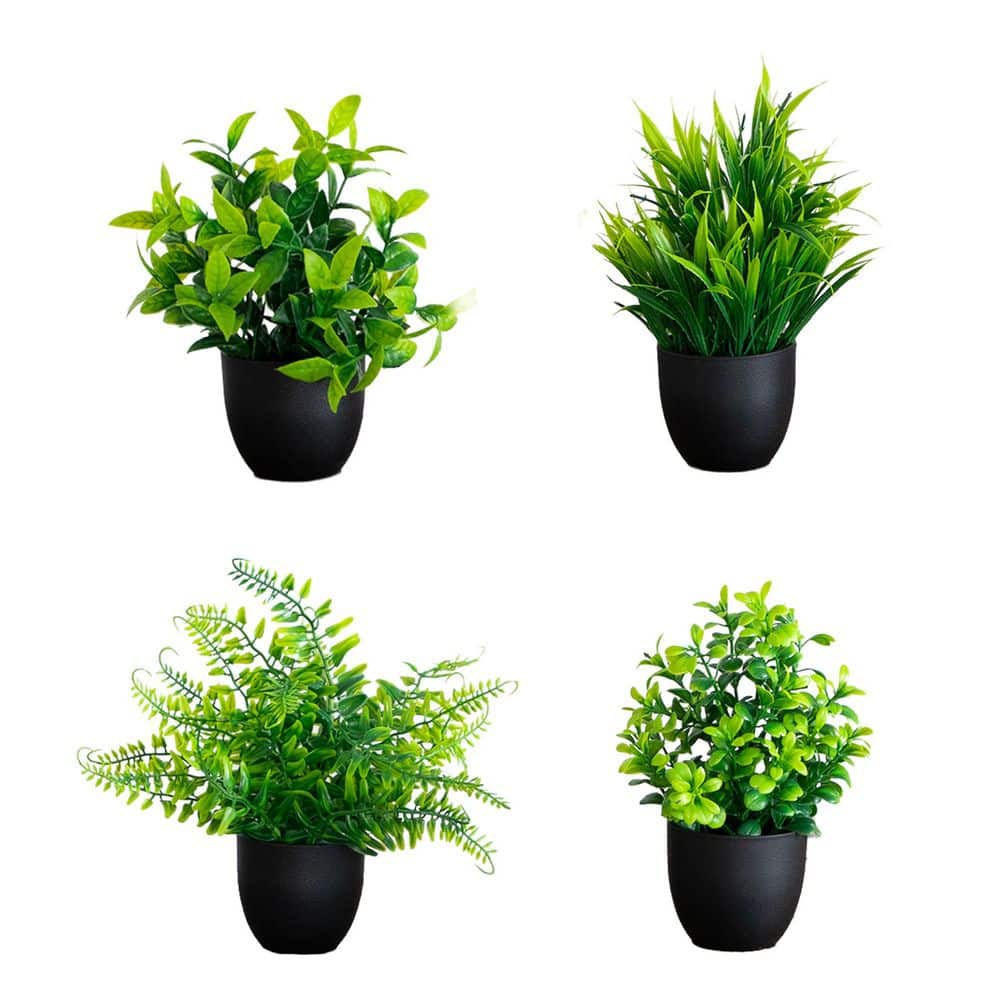 7 in. Green Artificial Mixed Botanical Assorted Flowers in Black Square Pot - Set of 4 price history on PriceWatchPro