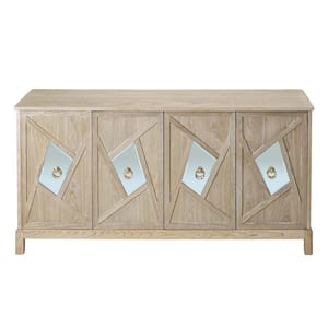 59.84 in. W x 15.75 in. D x 31.89 in. H Light Brown Linen Cabinet with 4-Doors and 1 Shelf for Bathroom