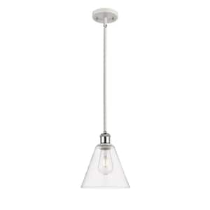 Berkshire 60-Watt 1 Light White and Polished Chrome Shaded Mini Pendant Light with Clear glass Clear Glass Shade