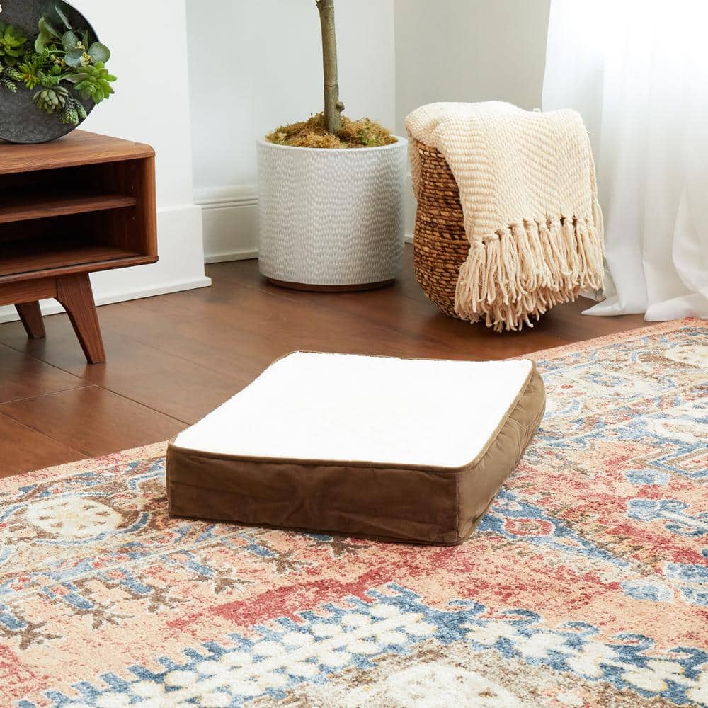 Latte X-Small Orthopedic Dog Bed with Sherpa Panel