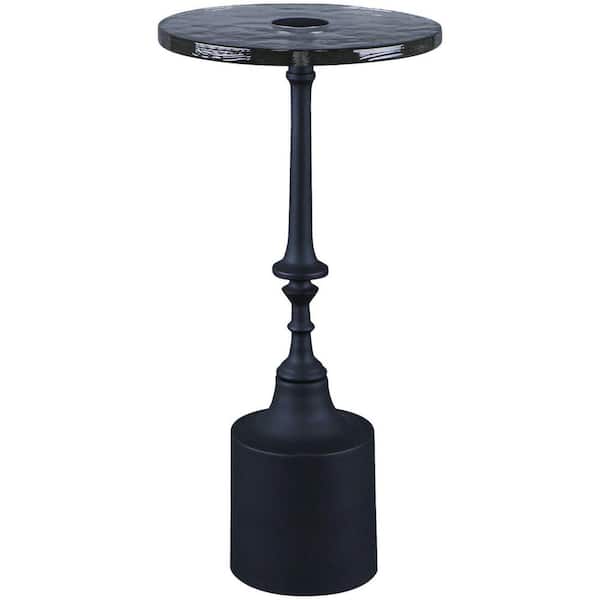Becki Owens Modern Delfin Glass End Table, 24 in. H 11 in. W 11 in. D,Black