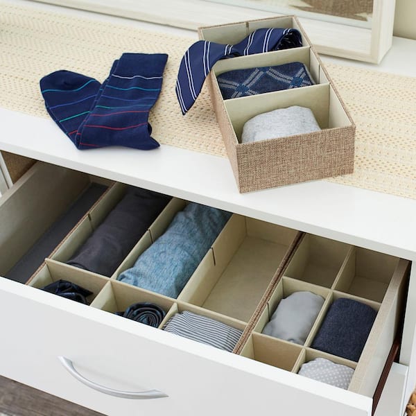 Drawer Organizers Starter Set, Customizable Inserts, Large Tray and 2-Small  Trays in Latte