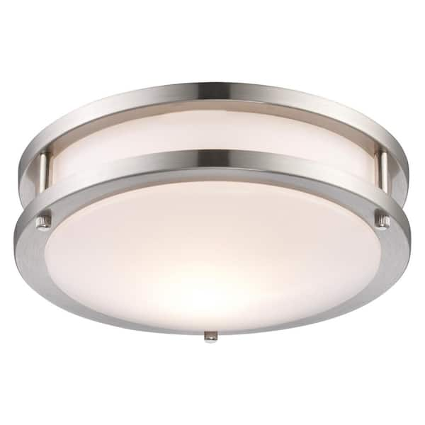 Bel Air Lighting Barnes 9.5 in. 1-Light Brushed Nickel Flush Mount ...