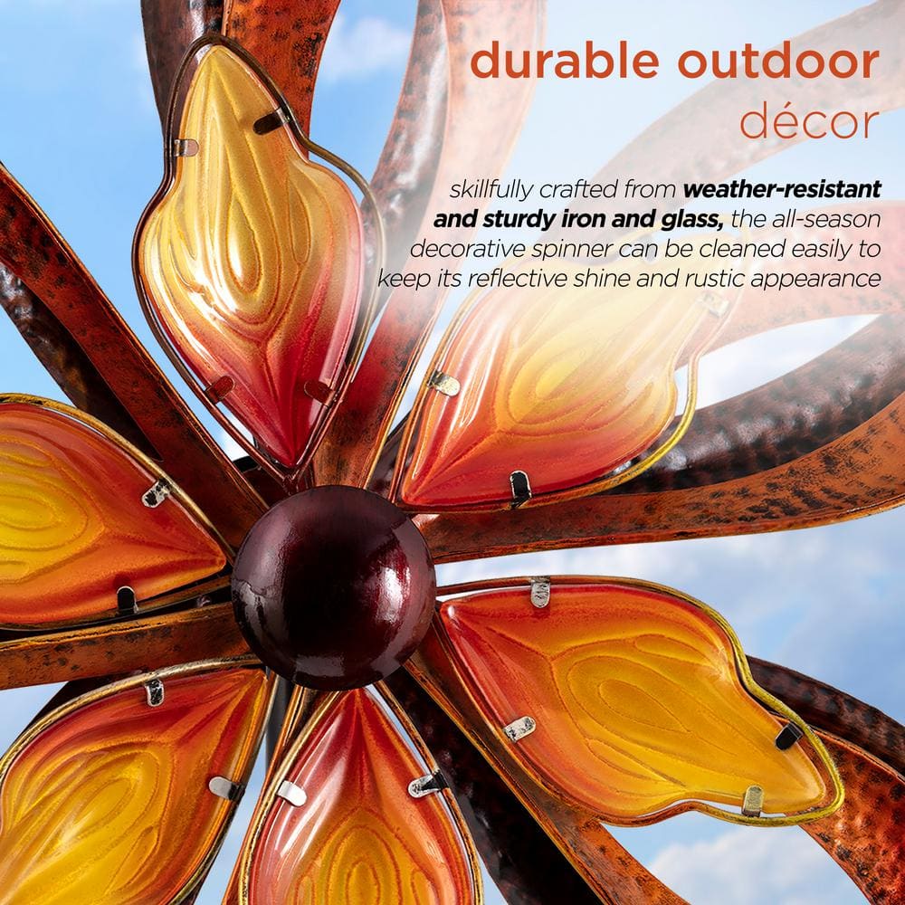 96" Brown Iron and Glass Dual Kinetic Garden Spinner