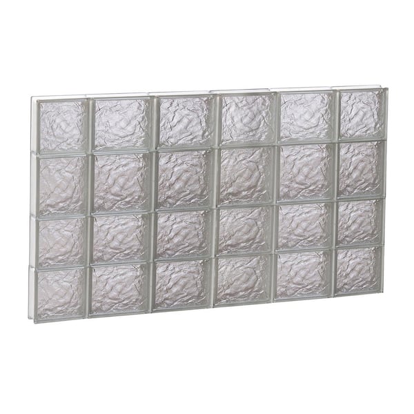 Clearly Secure 42.5 in. x 25 in. x 3.125 in. Frameless Ice Pattern Non-Vented Glass Block Window