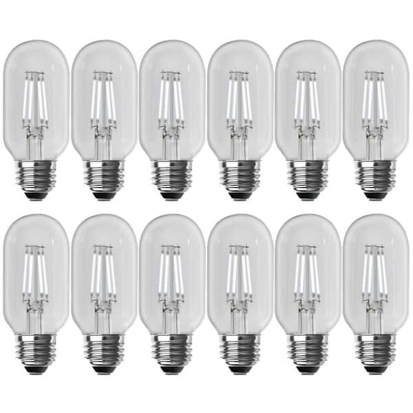 40-Watt Equivalent T14 Dimmable Straight Filament Clear Glass E26 Vintage Edison LED Light Bulb, Daylight 5000K(12-Pack)