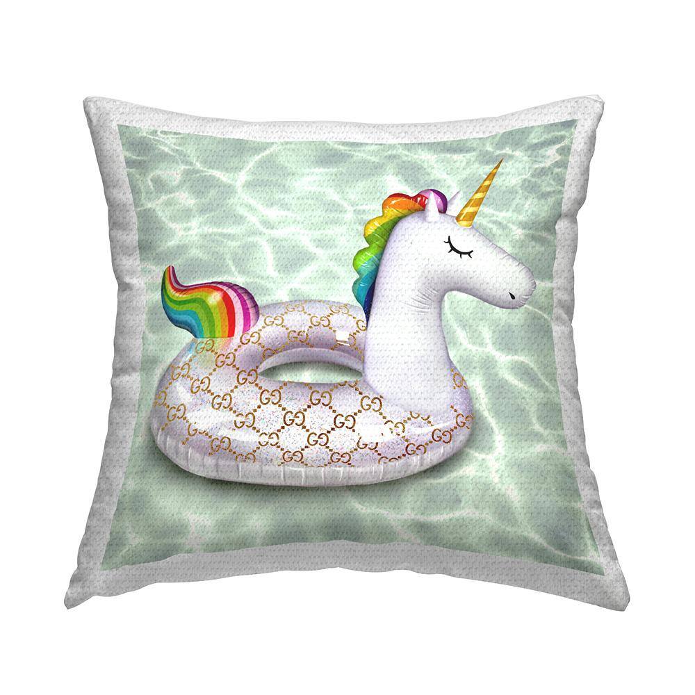 Glam Unicorn Fashion Pool Float Multi-Color Square Outdoor Throw Pillow price history on PriceWatchPro