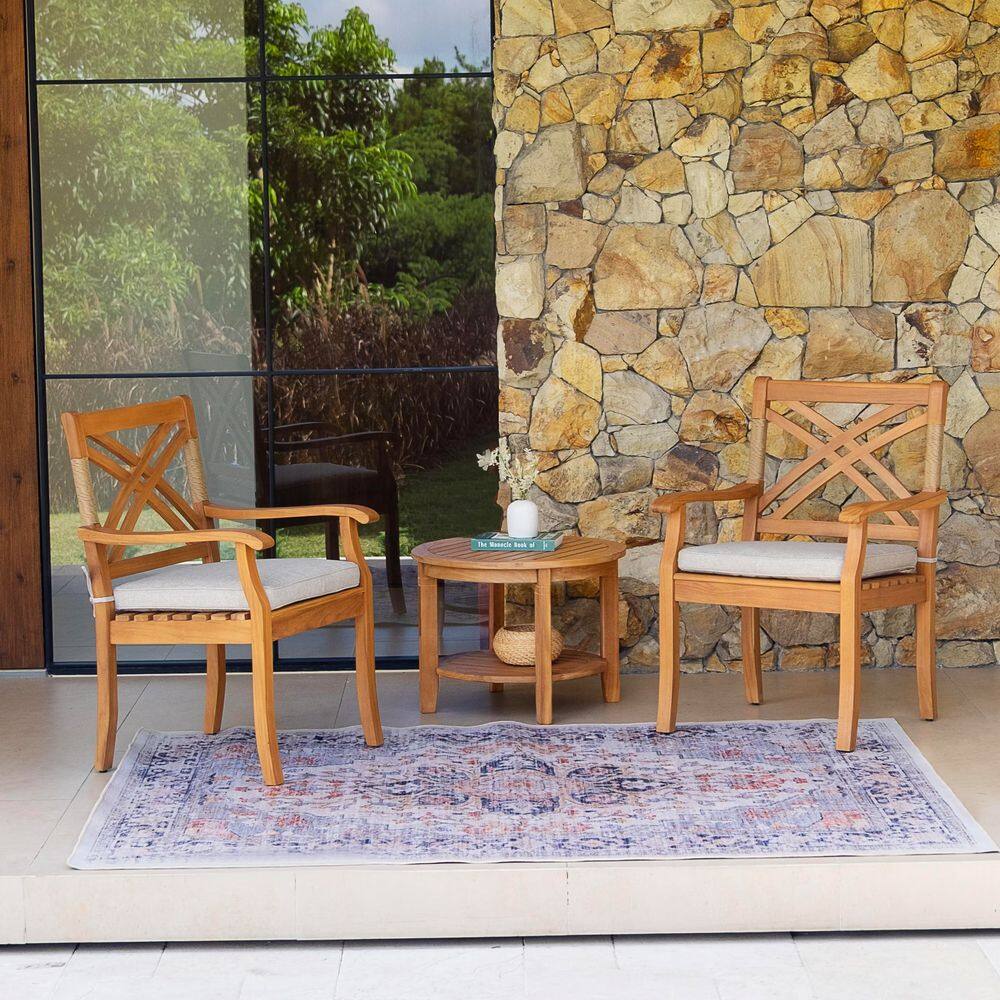 Carmel 3-Piece Teak Wood Patio Outdoor Bistro Set with Tan Cushion price history on PriceWatchPro