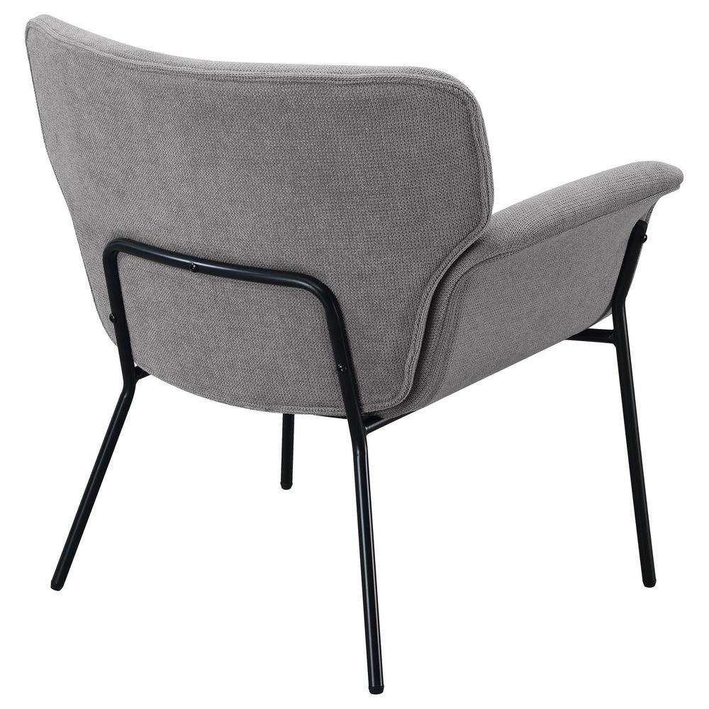 Ash Grey Mid-Century Modern Metal Accent Chair