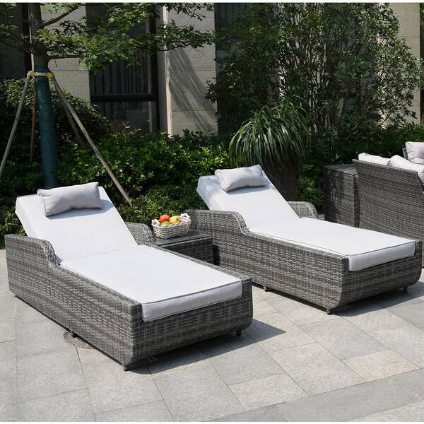 grey rattan lounger set