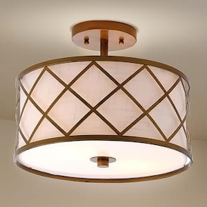 Elizabeth 13.25 in. Metal LED Flush Mount, Gold/White