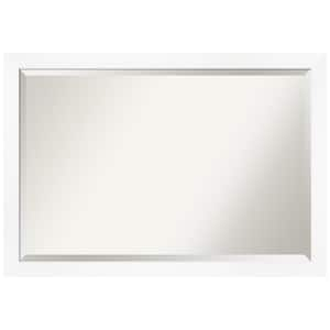 Medium Rectangle Matte White Beveled Glass Modern Mirror (27.25 in. H x 39.25 in. W)