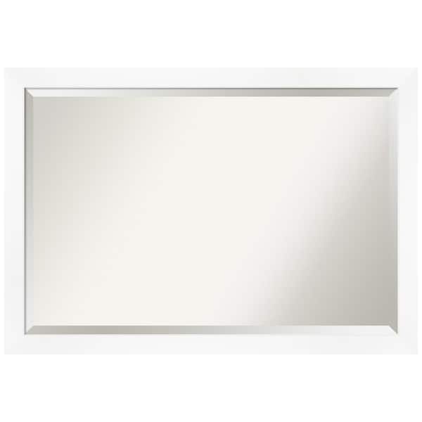 Amanti Art Medium Rectangle Matte White Beveled Glass Modern Mirror (27.25 in. H x 39.25 in. W)
