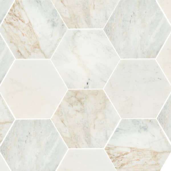 MSI Arabescato Venato 8 in. x 9 in. Hexagon Honed Marble Look Wall Tile (2.22 sq. ft./Case)