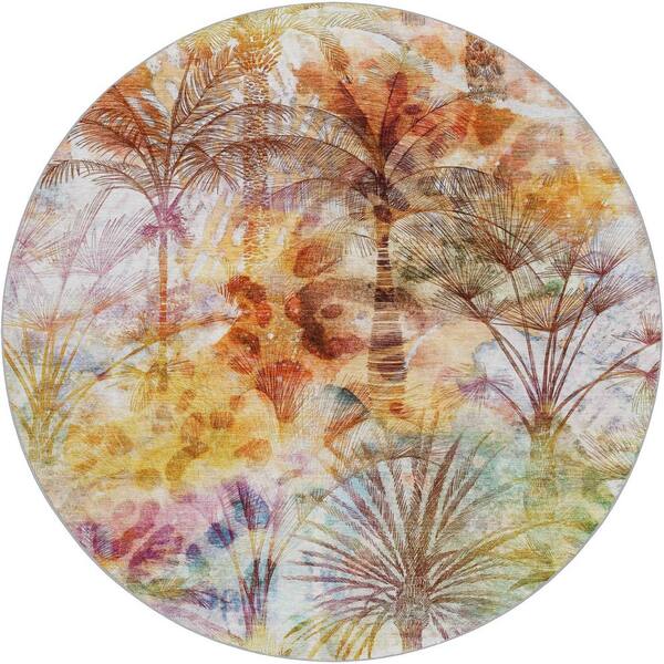 Dream Shag Premium Machine Washable Abstract ADS210 Multi 8 ft. x 8 ft. Round Rug
