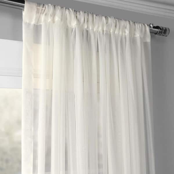 Off White Solid Extra Wide Rod Pocket Sheer Curtain - 100 in. W x 108 in. L (1 Panel)