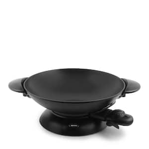 5 Qt. Black Cast Metal Non-Stick Electric Wok with Lid