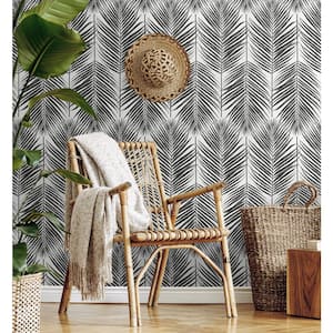 Ebony Marina Palm Unpasted Nonwoven Wallpaper Roll 57.5 sq. ft.