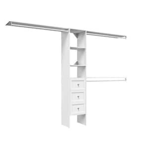 Selectives 76.85 in. W x 112.85 W White Basic Plus Narrow Wood Closet System Kit with Drawers