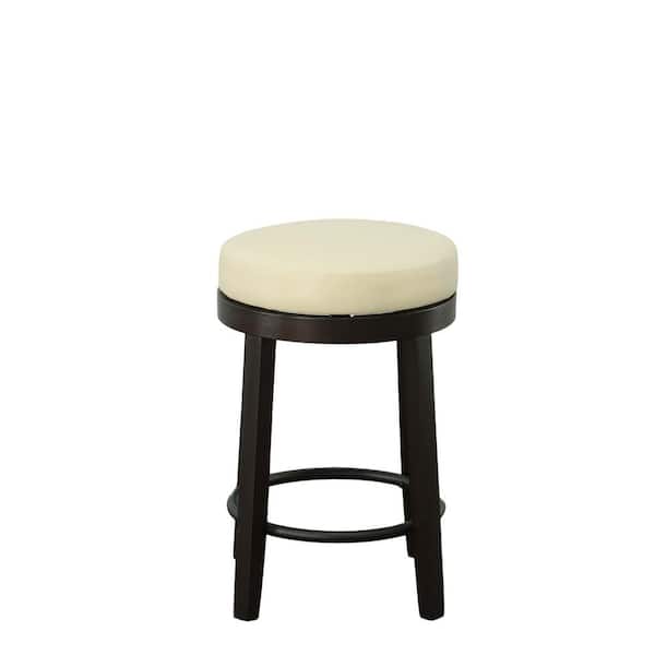 Era 24 in. Cream/Espresso Swivel Counter Stool (Set of 2)