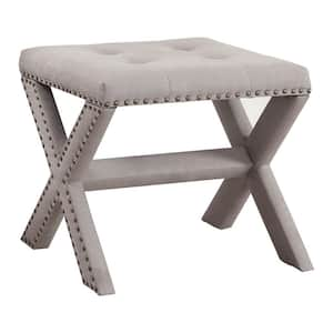 Medraut 19 in. x 17 in. Grey Linen Accent Bench