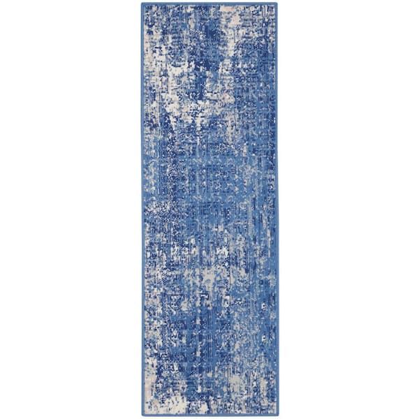 Nourison Whimsicle Blue Ivory 2 ft. x 8 ft. Abstract Kitchen Runner
